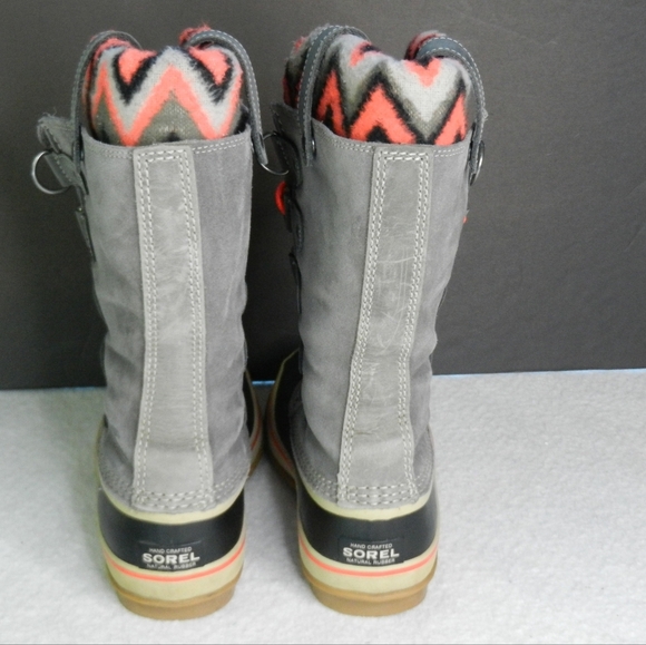 Sorel Joan of Arctic Boots Women's Size 7.5 Gray Pink Winter Knit Leather - Picture 7 of 9